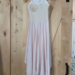 Dollcake Cream and Pink Kids Dress with Floral Detail